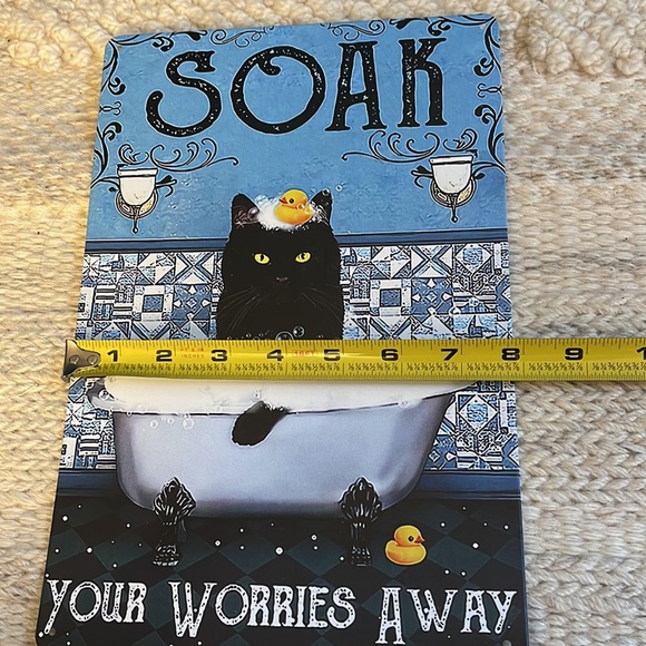 Black Cat “Soak Your Worries Away” Tin Sign - Picture 5 of 5